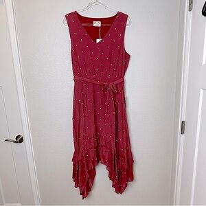 BNWT! JOYFOLIE MIA JOY India Red Polka Dot Dress Tie Waist Size XL
